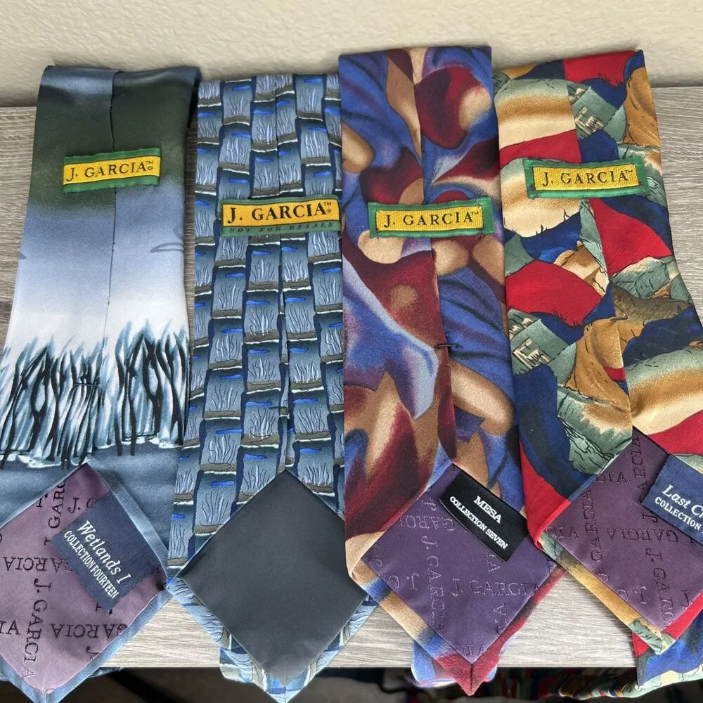 Lot of 4 Vintage Jerry J Garcia Collection Silk Neck Ties Watercolor Abstract